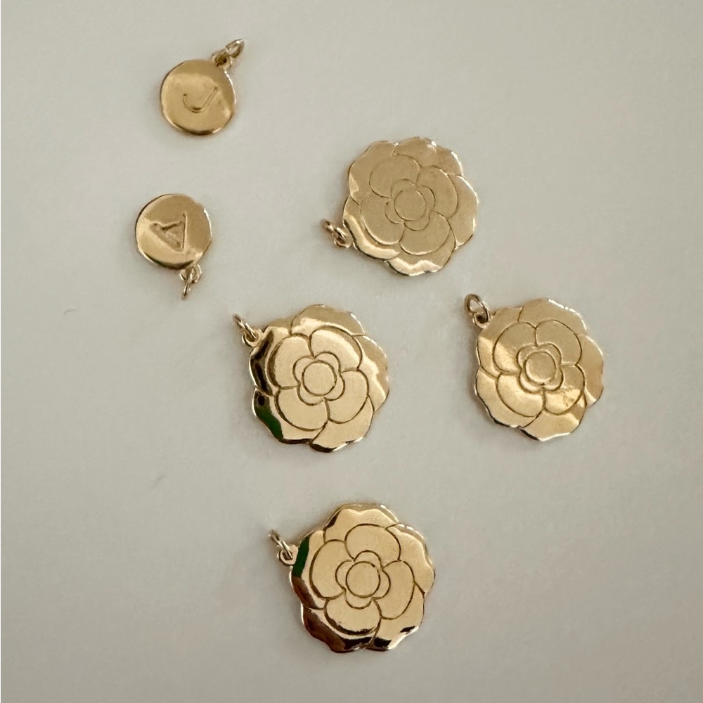 Gold Camellia Charm Set